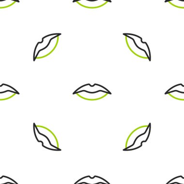 Gülümseyen dudak simgesi beyaz arkaplanda izole edilmiş kusursuz desen. Gülümse. Vektör