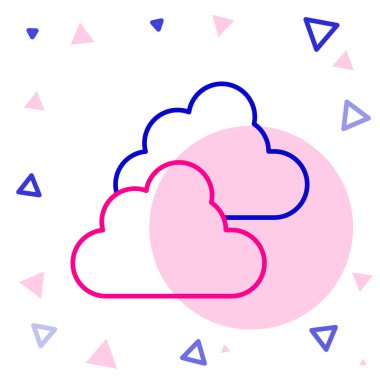 Beyaz arkaplanda çizgi bulutlu hava ikonu izole edildi. Renkli taslak konsepti. Vektör