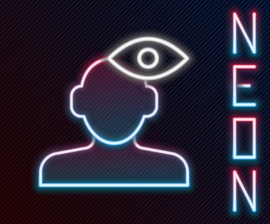 Siyah zemin üzerinde izole edilmiş psikoloji ikonundaki soruna parlayan neon hattı çözümü. Akıl sağlığı terapisi. Renkli taslak konsepti. Vektör