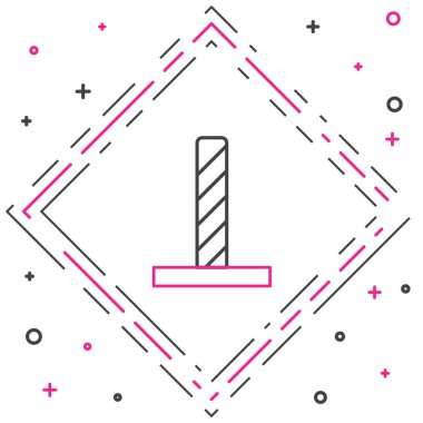 Kedi çizgisi, beyaz arka planda izole edilmiş oyuncak ikonu ile kazıma direği. Renkli taslak konsepti. Vektör