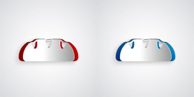 Gri arkaplanda kağıt kesiği ekmek simgesi izole edildi. Kağıt sanatı tarzı. Vektör