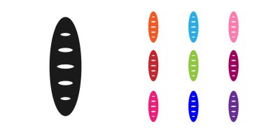 Beyaz arka planda izole edilmiş siyah Fransız baget ekmek ikonu. Simgeleri renklendirin. Vektör