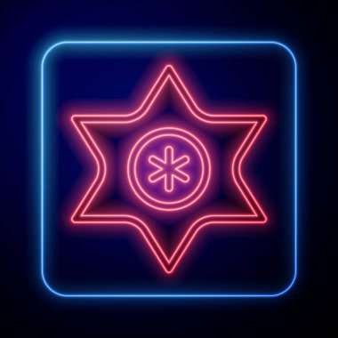 Parlayan neon kayan yıldız simgesi siyah arkaplanda izole edildi. Göktaşı, göktaşı, kuyruklu yıldız, asteroid, yıldız ikonu. Vektör