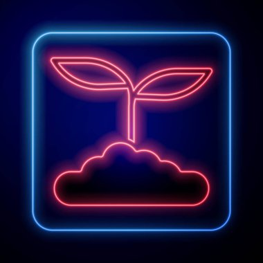 Parlayan neon çay yaprağı simgesi siyah arkaplanda izole edildi. Çay yaprakları. Vektör