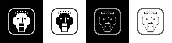 Set Icono Rapero Aislado Sobre Fondo Blanco Negro Vector — Vector de stock