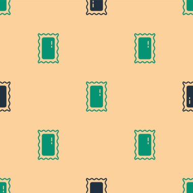 Yeşil ve siyah. Yatak odası, mağazalar, sahne arkası ikonu için büyük boy aynalar. Bej arka planda izole edilmiş pürüzsüz desenler. Vektör