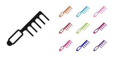 Beyaz arkaplanda siyah saç fırçası simgesi izole edildi. Taraklı saç işareti. Berber sembolü. Simgeleri renklendirin. Vektör