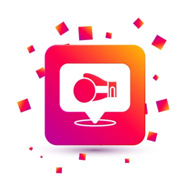 Beyaz arka planda beyaz boks eldiveni simgesi izole edildi. Kare renk düğmesi. Vektör