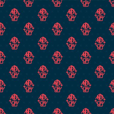 Kırmızı çizgi NFT Dijital Şifreleme Sanatı simgesi siyah arkaplanda kusursuz desen izole etti. Para iadesi olmayan jeton. Vektör