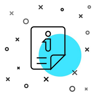 Beyaz arkaplanda siyah çizgi bilgi simgesi izole edildi. Rastgele dinamik şekiller. Vektör