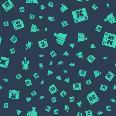 Noel Baba çantası hediyesini hazırla, Takvim, Mutlu Noeller zil sesi ve kusursuz bir şablon. Vektör