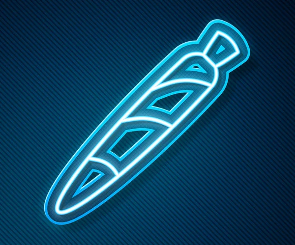 Világító Neon Vonal Marihuána Ízület Spliff Ikon Elszigetelt Kék Háttérrel — Stock Vector