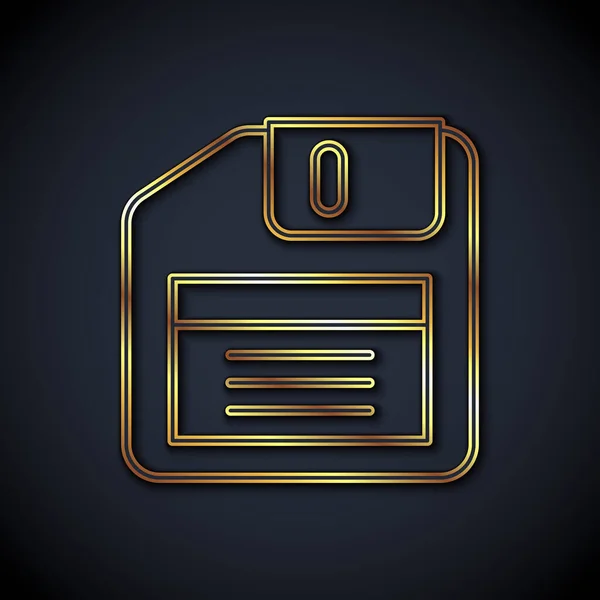 Gouden Lijn Floppy Disk Voor Computer Data Opslag Pictogram Geïsoleerd — Stockvector