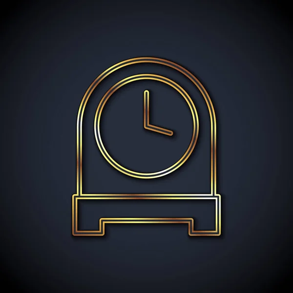 Ligne Icône Horloge Antique Isolé Sur Fond Noir Vecteur — Image vectorielle