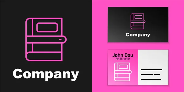 Pink Line Book Icon Isolated Black Background Logo Design Template — Stock Vector