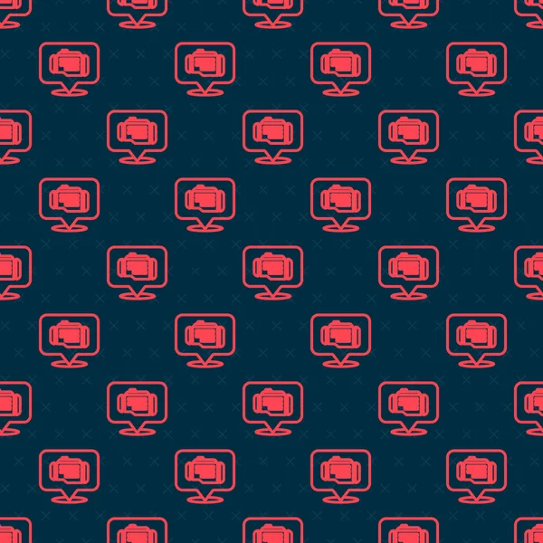 Red Line Check Engine Icon Isolated Seamless Pattern Black Background — Stockvektor