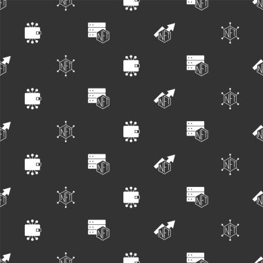 NFT büyüme çubuğu şeması, engelleme zinciri teknolojisi, kripto para birimi cüzdanı ve kusursuz şablona ayarlayın. Vektör