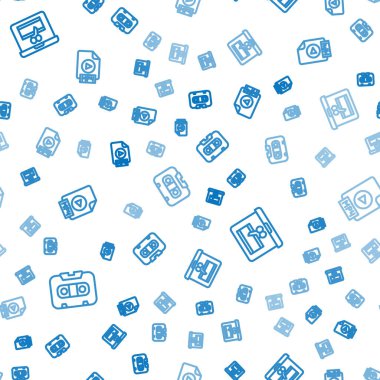 Retro ses teybi, video kaydediciyi dizüstü bilgisayara, MP4 dosya dökümanını ise pürüzsüz desene ayarla. Vektör