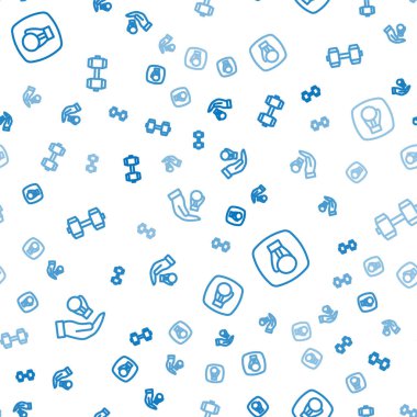 Çizgili boks eldiveni ve Dumbbell 'ı kusursuz desene ayarlayın. Vektör