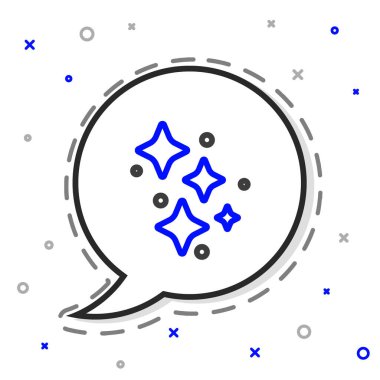 Beyaz arka planda izole edilmiş sihirli parçacık simgesine sahip çizgi parlayan yıldızlar. Sihirli noel süsü. Renkli taslak konsepti. Vektör