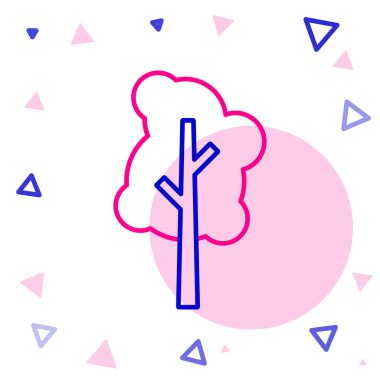 Beyaz arkaplanda çizgi ağacı simgesi izole edildi. Orman sembolü. Renkli taslak konsepti. Vektör