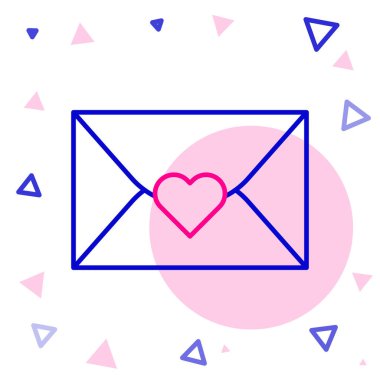 Beyaz arka planda Sevgililer Günü kalp ikonu olan Line Envelope. Mesaj aşkım. Aşk ve romantizm mektubu. Sevgililer günün kutlu olsun. Renkli taslak konsepti. Vektör