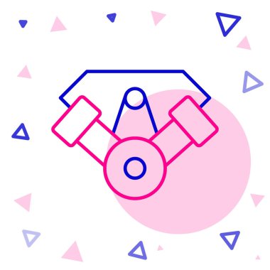 Line Power motor simgesi beyaz arkaplanda izole edildi. Renkli taslak konsepti. Vektör