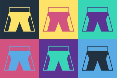 Pop Art Short veya pantolon ikonu renk arkaplanında izole edilmiş. Vektör.