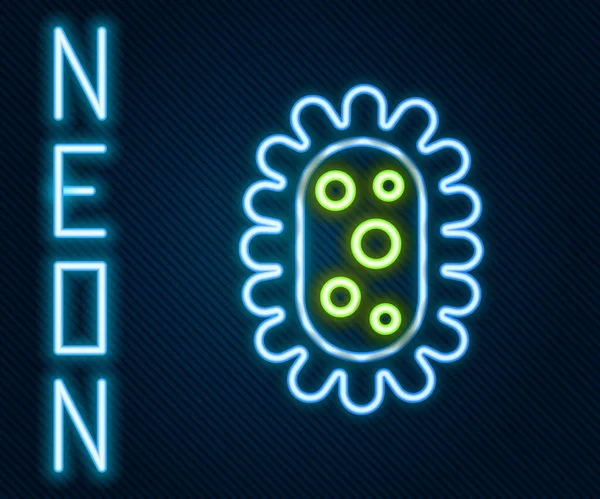 发光的霓虹灯线病毒图标隔离在黑色背景 Corona Virus 2019 Ncov 细菌和细菌 细胞癌 微生物 五彩缤纷的概念 病媒图解 — 图库矢量图片