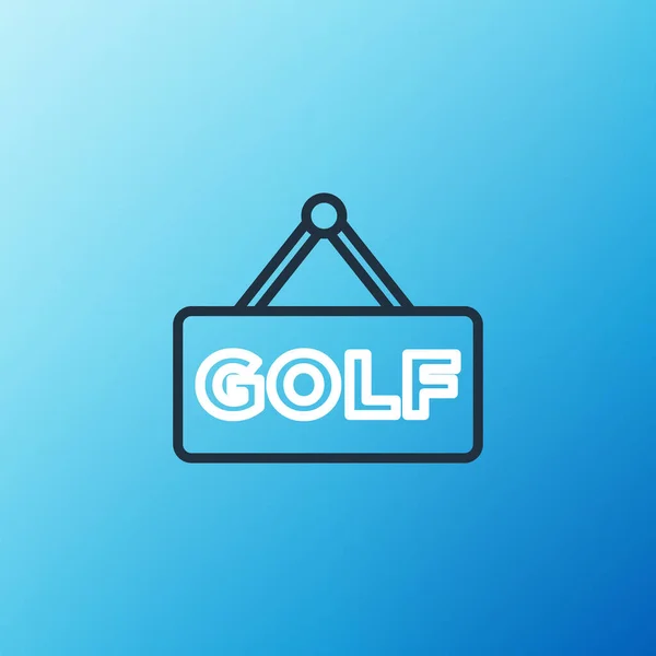Ligne Icône Étiquette Golf Isolé Sur Fond Bleu Concept Contour — Image vectorielle