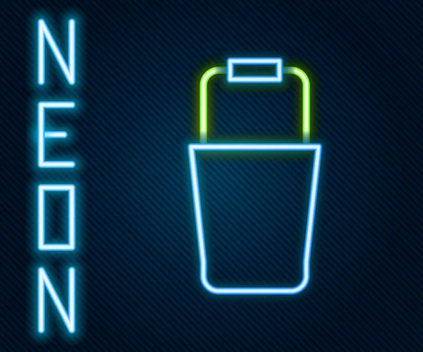 Glödande Neon Line Bastuhink Ikon Isolerad Svart Bakgrund Färgstarkt Skisskoncept — Stock vektor