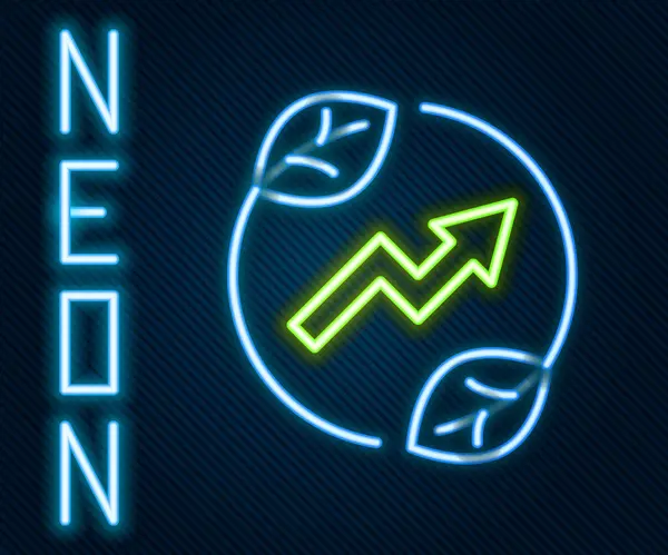Glödande Neon Line Elektrisk Sparande Plugg Blad Ikon Isolerad Svart — Stock vektor