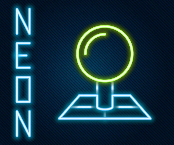 Izzó Neon Vonal Hajtogatott Térkép Helyzetjelző Ikon Elszigetelt Fekete Alapon — Stock Vector