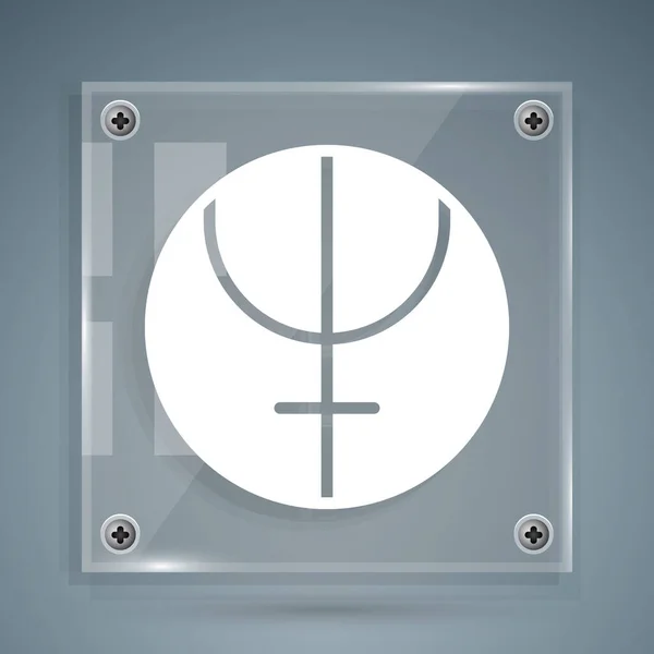 Ikona Symbolu Planety White Neptune Izolovaná Šedém Pozadí Astrologie Numerologie — Stockový vektor