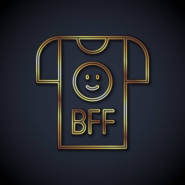 Altın çizgili BFF ya da en iyi arkadaşlar siyah arka planda sonsuza dek izole edilmiş ikon. Vektör.