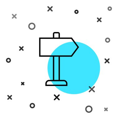 Siyah çizgi trafik levhası. Beyaz arkaplanda sinyal simgesi izole edildi. İşaretçi sembolü. İzole sokak bilgi levhası. Yön tabelası. Rastgele dinamik şekiller. Vektör