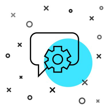 Siyah Hat Telefon, beyaz arka planda 24 saatlik destek ikonu izole edildi. Tüm gün müşteri destek merkezi. Tam zamanlı çağrı servisi. Rastgele dinamik şekiller. Vektör