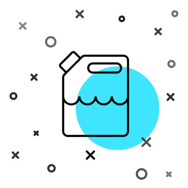 Beyaz arka planda izole edilmiş benzin ikonu için siyah çizgi kutusu. Dizel gaz ikonu. Rastgele dinamik şekiller. Vektör