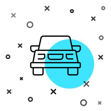 Siyah çizgi araba simgesi beyaz arkaplanda izole edildi. Rastgele dinamik şekiller. Vektör