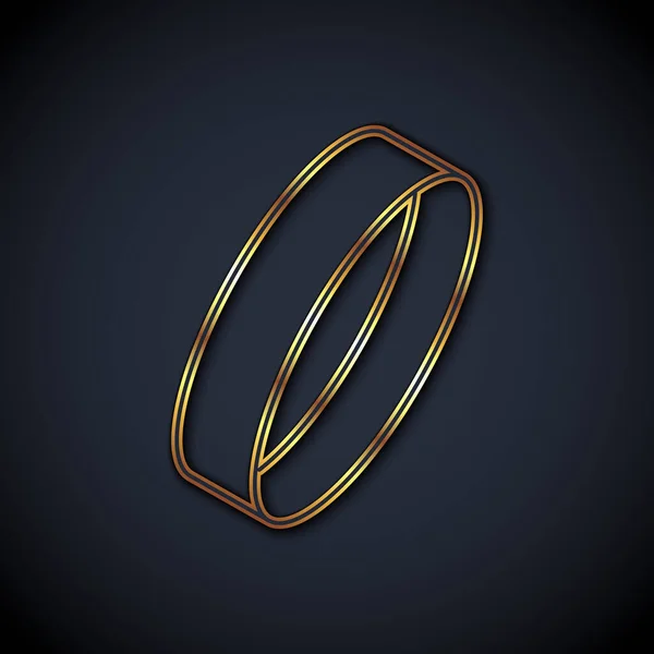 Gold Line Bague Isolée Sur Fond Noir Vecteur — Image vectorielle