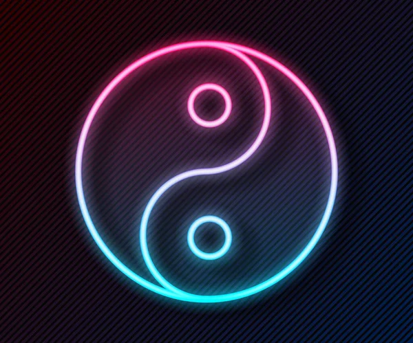 Brillante Línea Neón Yin Yang Símbolo Armonía Equilibrio Icono Aislado — Archivo Imágenes Vectoriales