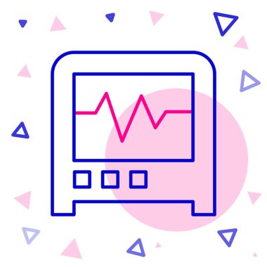 Beyaz arkaplanda izole edilmiş çizgi sismografı simgesi. Deprem analog sismografı. Renkli taslak konsepti. Vektör
