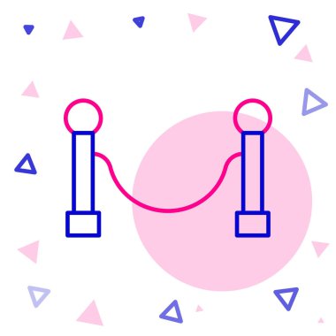 İp bariyeri simgesi beyaz arkaplanda izole edildi. VIP etkinliği, lüks kutlama. Ünlüler partisi girişi. Renkli taslak konsepti. Vektör