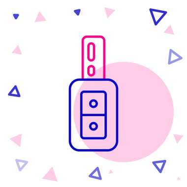 Uzaktan kumandalı çizgi araba anahtarı beyaz arkaplanda izole edilmiş. Araba anahtarı ve alarm sistemi. Renkli taslak konsepti. Vektör