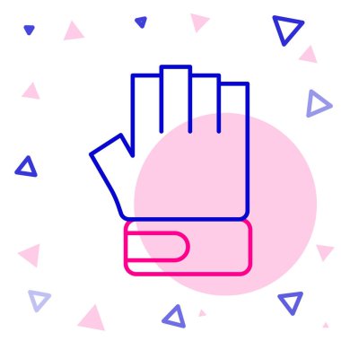 Beyaz arkaplanda izole edilmiş çizgi MMA eldiven simgesi. Aksesuar dövüşçüleri. Savaşçı eldivenleri. Renkli taslak konsepti. Vektör