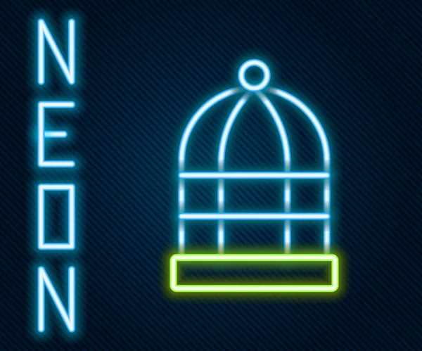 Leuchtende Neon-Linie Käfig für Vögel Symbol isoliert auf schwarzem Hintergrund. Buntes Rahmenkonzept. Vektor — Stockvektor