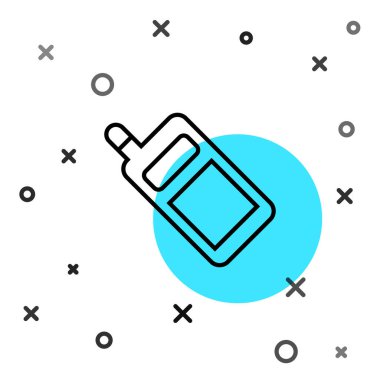 Siyah çizgi Akıllı Telefon, beyaz arkaplanda izole edilmiş cep telefonu simgesi. Rastgele dinamik şekiller. Vektör