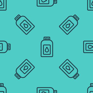 Motor makine yağı ikonu için siyah çizgi kutusu yeşil arka planda izole edilmiş pürüzsüz desen. Benzin bidonu. Yağ değiştirme ve onarım servisi. Vektör