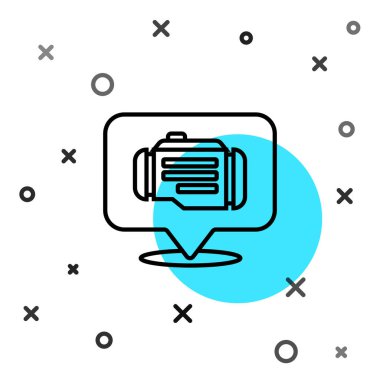 Siyah çizgi kontrol motor simgesi beyaz arkaplanda izole edildi. Rastgele dinamik şekiller. Vektör