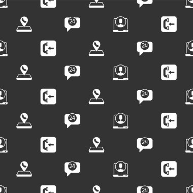 Telefon desteğini 24 saat olarak ayarla, gelen arama, çağrı merkezi konumu ve kusursuz şablon. Vektör